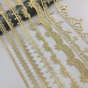 3-10 verges, 0,6-9 cm de large, tissu artisanal doré festonné, broderie, robe de mariée, jupe, manches de lingerie, rubans de bordure en dentelle Z34E243Y220908Y