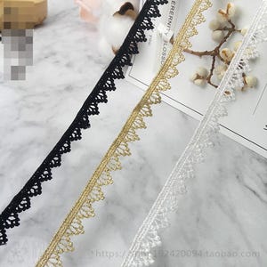 10 yards 1,2cm 0,47" breites schwarz/weiß/gold Stoff Stickerei Hochzeitskleid Rock Hemd Dekoration Spitzenband Bänder Z34E99M230717C