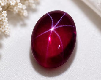 10CT Natural Star Ruby Cabochon Gemstone  | Oval Cut Ruby | Healing Crystal  CERTIFIED |