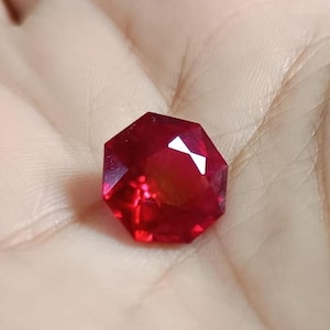 8CT Deep Red Ruby Gemstone: Octagon Star Cut, Burma Origin (12X12X6MM)
