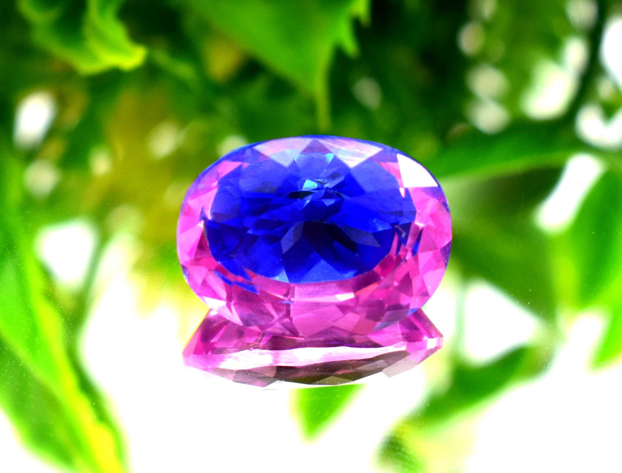 Certified 7.45CT Natural Bi-Color Pitambari Sapphire Emerald Cut Loose