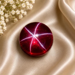 Six Ray Asterism Star Ruby Cabochon Gemstone | Round Cut | CERTIFEID APPX 10 TO 12CT