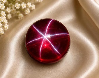 10CT Six Ray Asterism Star Ruby Cabochon Gemstone | Round Cut | CERTIFEID 10x10x8mm