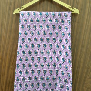 Hand Block Printed Cotton Fabric | Pink Floral Print Fabric by the Yard | Indian Soft Cotton Fabric for Sewing, Quilting & Dressmaking