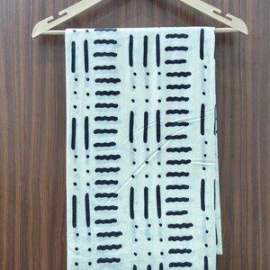 Katoenen stof zwart-witte modderdoek – Tribale geometrische handblokprintstof voor naaien, quilten en knutselen – Afrikaanse stijl