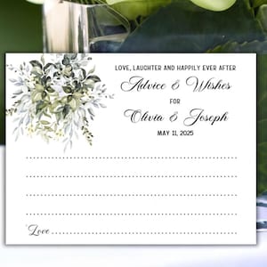 Personalized Wedding Guest Note Cards Modern Advice Wishes for Couples Shower Reception