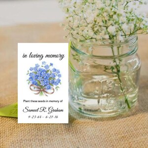 Forget Me Not Seed Packets - Custom Funeral Mementos Celebration of Life Pack Envelopes