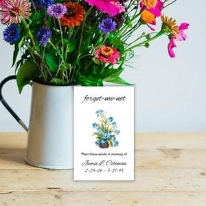 Custom Funeral Forget Me Not Flower Seed Packets Personalized Celebration of Life Memorial Favors Sympathy Gifts Packs