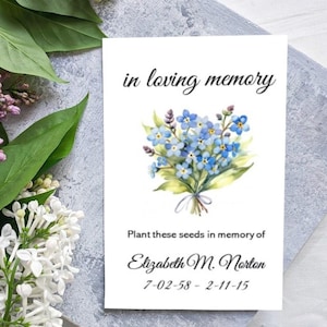 Custom Funeral Forget Me Not Seed Packets for Memorials Personalized Sympathy Gifts