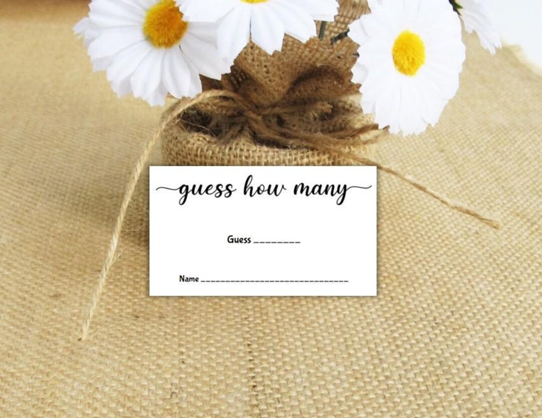 Guess How Many Cards - Candy Guessing Game for Baby Wedding Engagement ...