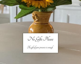 Printed No Gifts Please Shower Invitation Insert Cards, Birthday Party, Wedding Reception