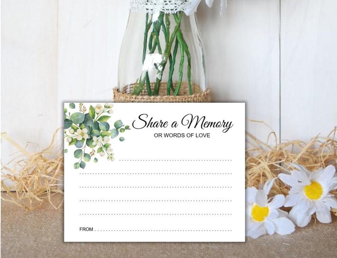 In Memory Note Paper Memory Note Cards for Funeral or Memorial Celebration of Life, Sympathy ...
