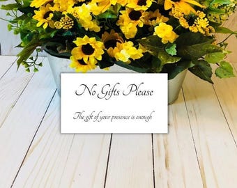 No Gifts Please Cards for Birthday Party Invitations Shower Insert Small Packs Available