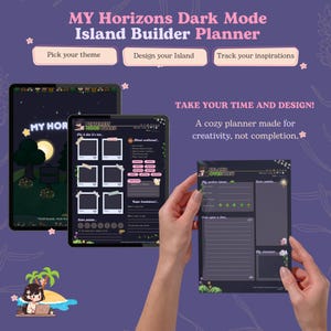ACNH Island Maker Planer | Cozy Gaming PDF, Dark Mode (Druckbare A4)