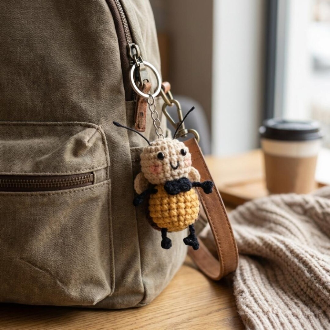 Funny Crochet Cockroach Keychain, Cute Bug Keyring, Amigurumi Insect ...