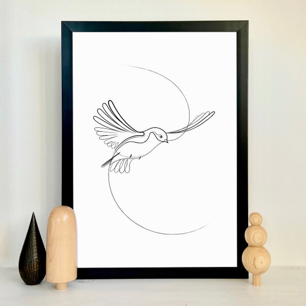 Flying Bird Line Drawing Art Print (non encadré)