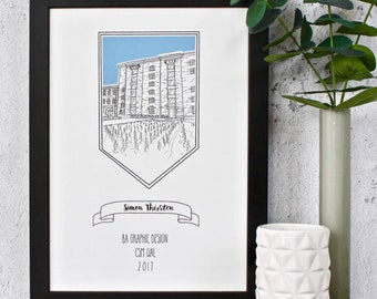 Personalised Graduation Gift Illustration Print (A4/unframed)