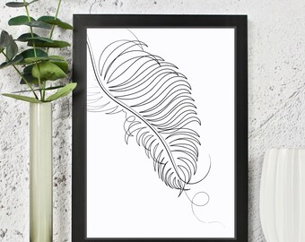 Palm Leaf Line Drawing Art Print (unframed)