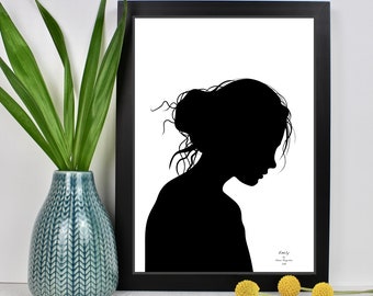 Personalised Black & White Silhouette Portraits (unframed)