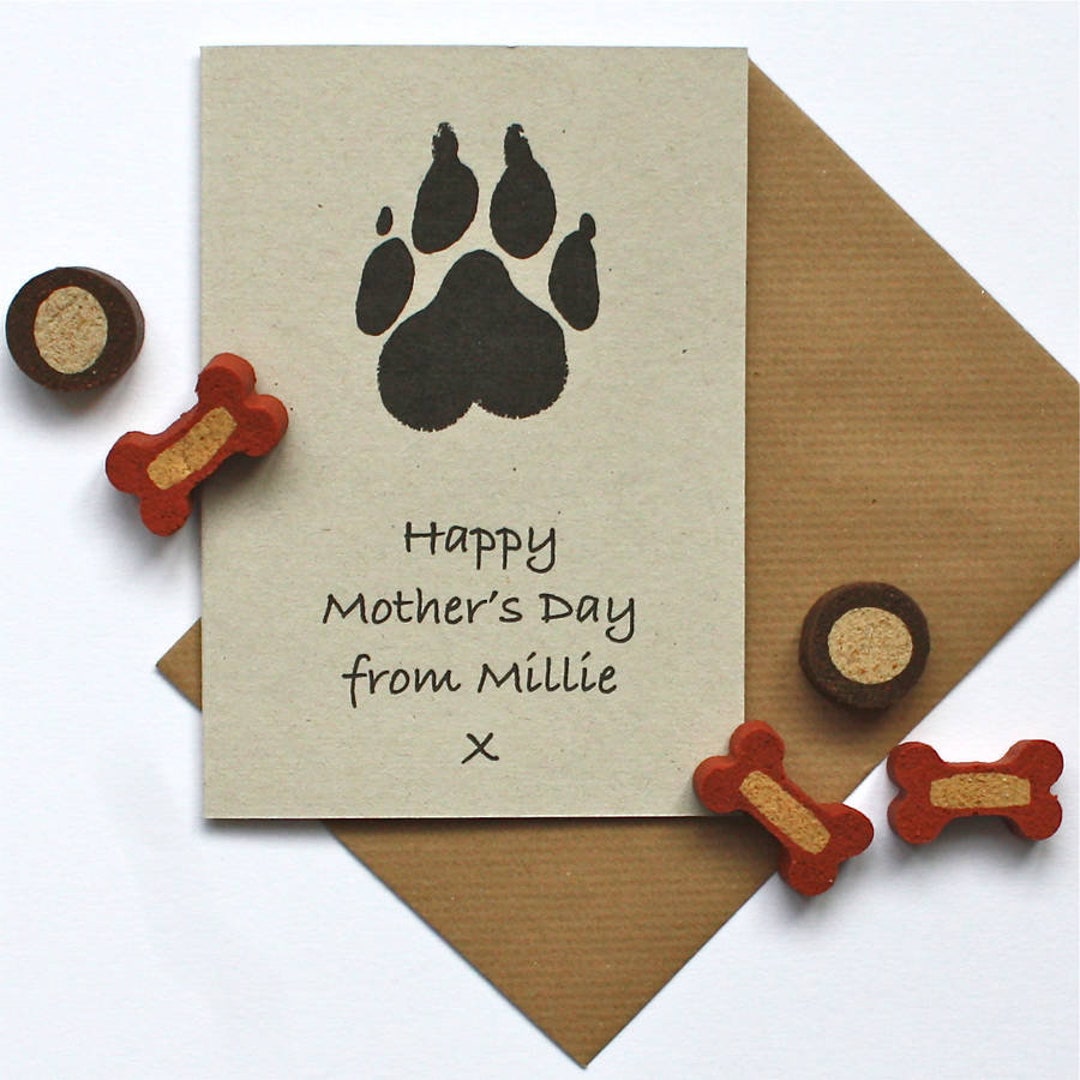 Personalised Paw Print Mother's Day Card From the Dog c6/blank Inside ...