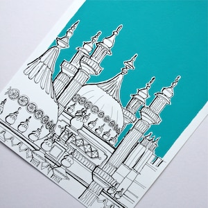 Brighton Pavilion Domes Illustration Art Print unframed image 2