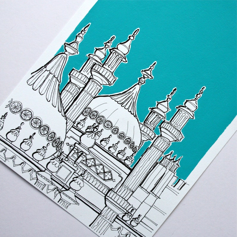 Brighton Pavilion Domes Illustration Art Print unframed image 2