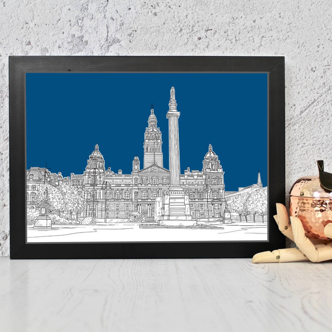 Square Glasgow Scotland Art Print a4/unframed Etsy