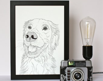 Personalised Hand Drawn Pet Portrait Drawing (unframed)