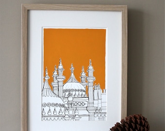 Brighton Pavilion Domes Illustration Art Print  (unframed)