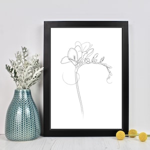 Freesia Flower Line Drawing Print (unframed)