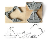 3 rubber stamps - PAPER TOYS