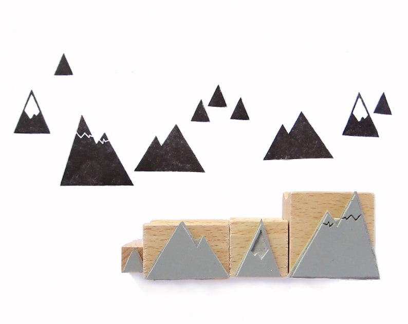 4 rubber stamps MOUNTAINS image 1