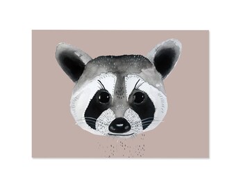 Raccoon, postcard