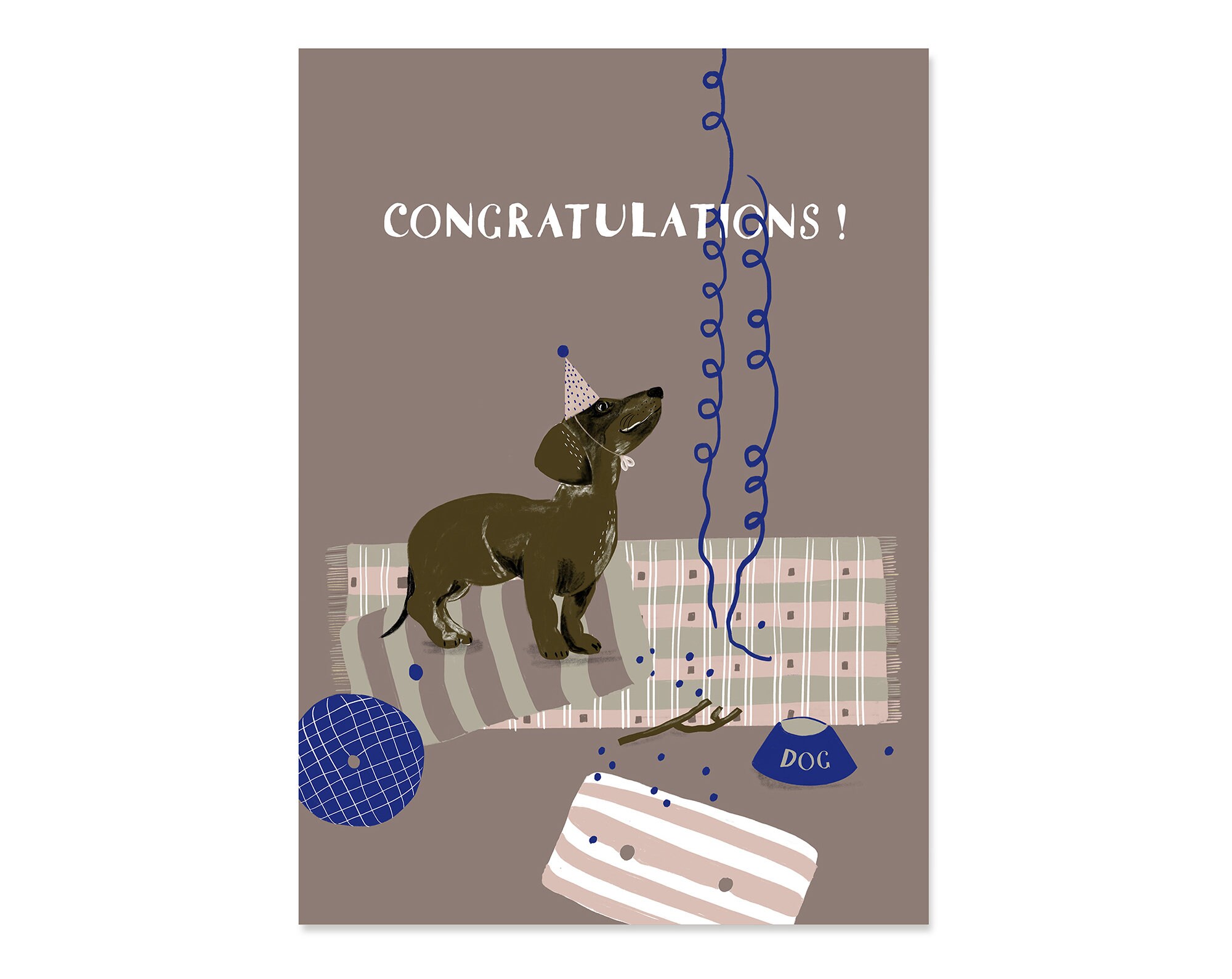 Party Sausage Dog, postcard