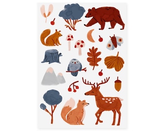 Woodland animals, postcard