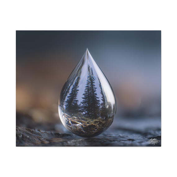 Stretched Canva (12) Macro droplet available in 61 cm × 76 cm.