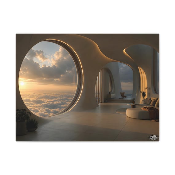 Canvas wall art celestial horizon – minimalist beige wall decor for modern living room. Available in 45 cm × 61 cm / 61 cm × 76 cm.