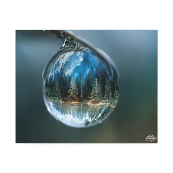 Stretched Canva (11) Macro droplet available in 61 cm × 76 cm.