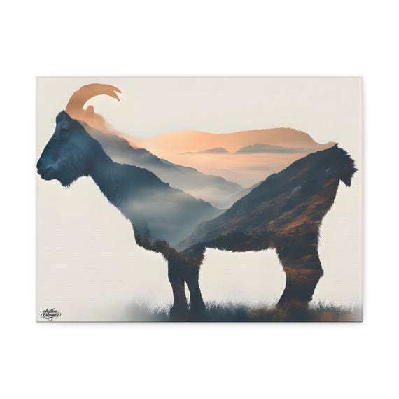 Mountain Goat Wall Art – Nature Landscape Silhouette – Minimalist Animal Art Print – Modern Wall Decor 30 cm × 40 cm / 45 cm × 61 cm