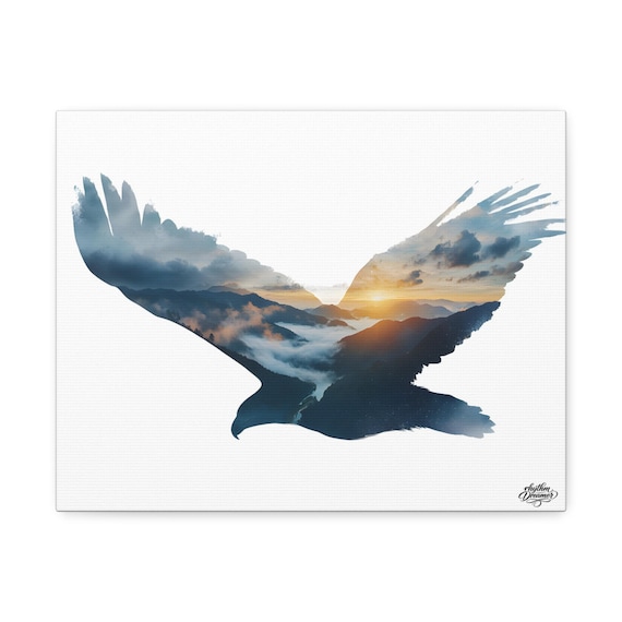 Eagle Silhouette Canvas Wall Art – Minimalist Nature Artwork Canvas available in 28 × 35 cm / 30 × 40 cm / 45 × 61 cm / 61 × 76 cm
