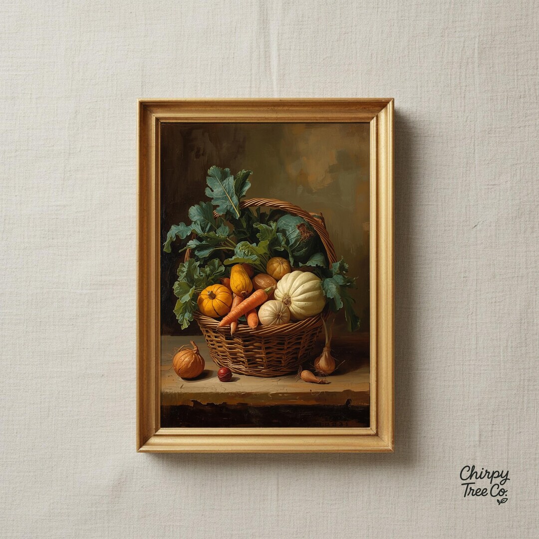 Vintage Vegetable Still Life Print | Rustic Farmhouse Kitchen Decor ...