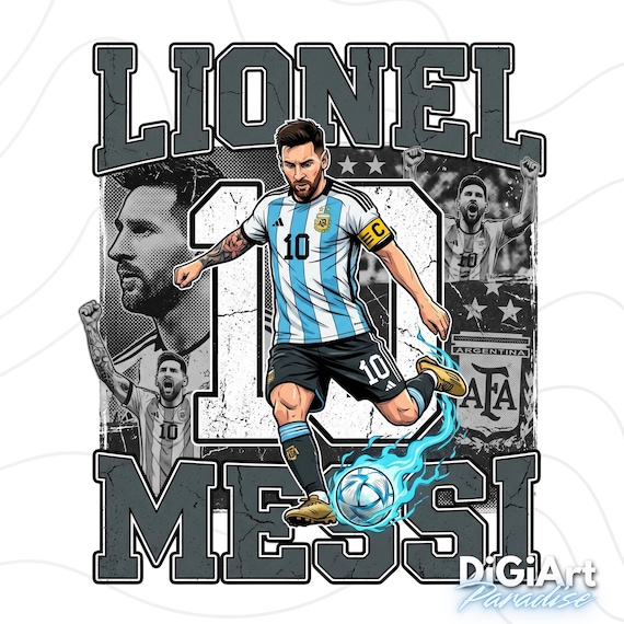 Messi PNG Shirt Design, Lionel Messi 10 Soccer Bootleg Graphic, Retro Football Sublimation File, Vintage Fifa World Cup 2026 Png