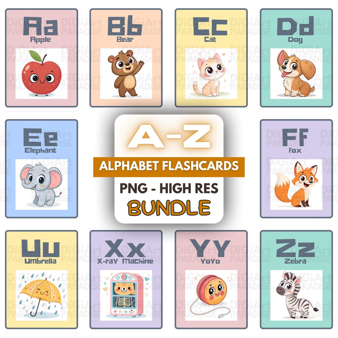 Animal Alphabet Flashcards: Montessori ABC Learning Cards (digital ...