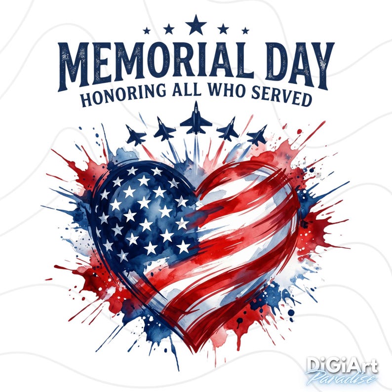 Memorial Day PNG Bundle, Patriotic T-shirt Design, USA Watercolor ...
