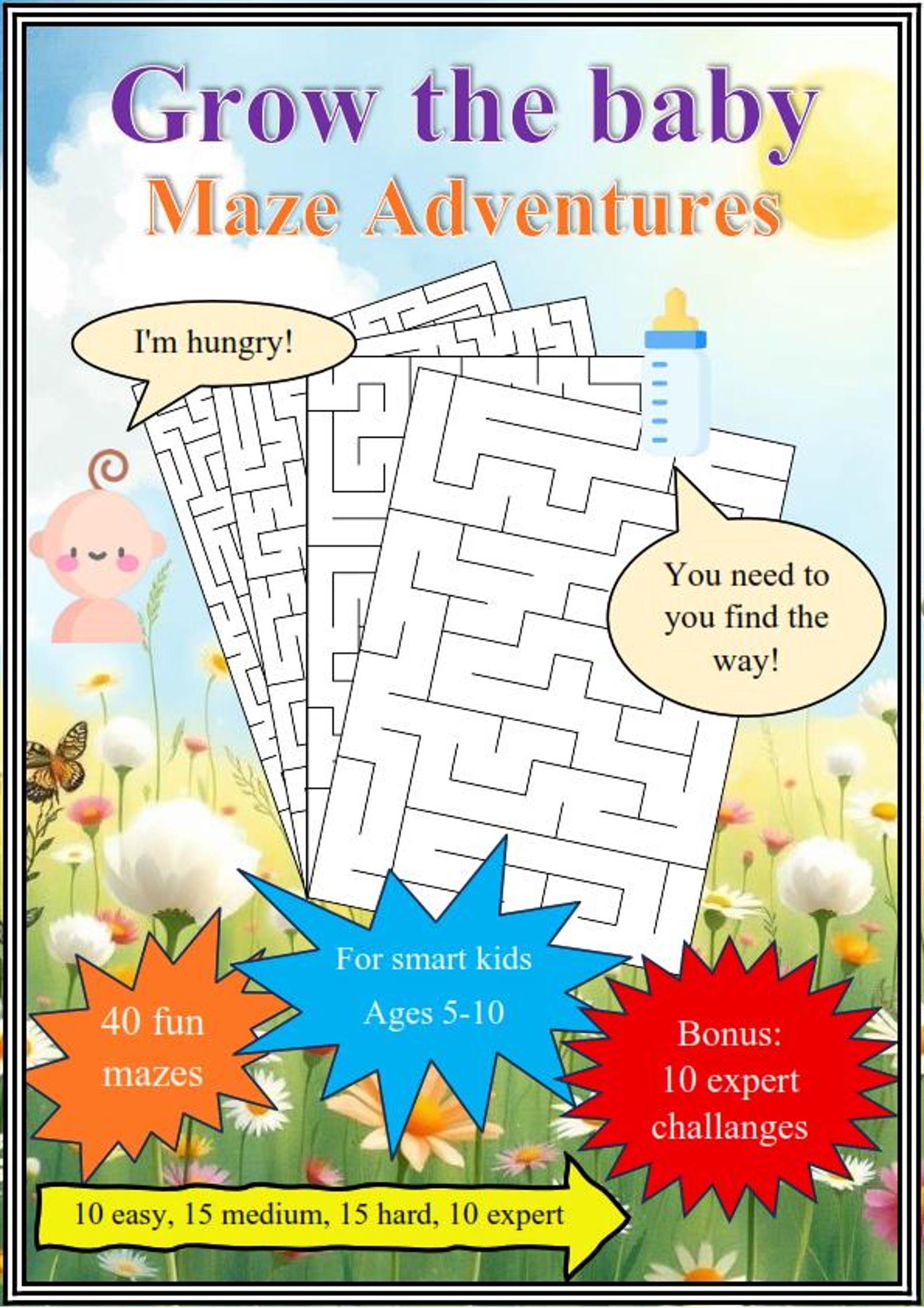 Grow the Baby - 50 Mazes for Kids Ages 5–10 | Easy to Expert Levels ...