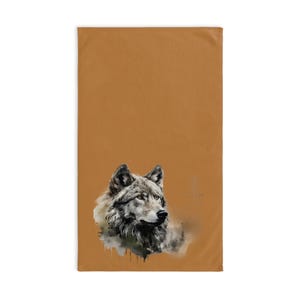 Wolf Art Hand Towel, Rustic Home Decor, Animal Lover Gift, Cabin Bathroom Towel, Nature-Themed Kitchen Towel