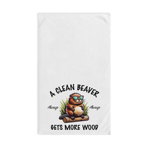 Humorous Beaver Hand Towel: Whimsical Kitchen & Bathroom Decor