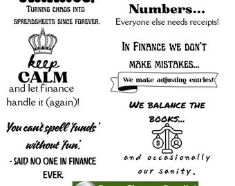 Funny Finance SVG PNG JPG Bundle, Accounting Clipart for Bookkeepers, CPAs, Finance Professionals, Holiday & Gift Projects, Witty Quotes