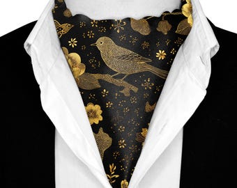 Luxury Silk Ascot Cravat for Men - Elegant Wedding  Formal Accessory, Handcrafted Neckwear for Suits & Tuxedos | NOIR FAUNA