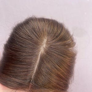Seide Haar Topper 7 x 11 cm, Echthaar Topper mit Clip, Face-Framing Fringe, Perücke für Frauen, dünnes Haar, brauner Haar Topper